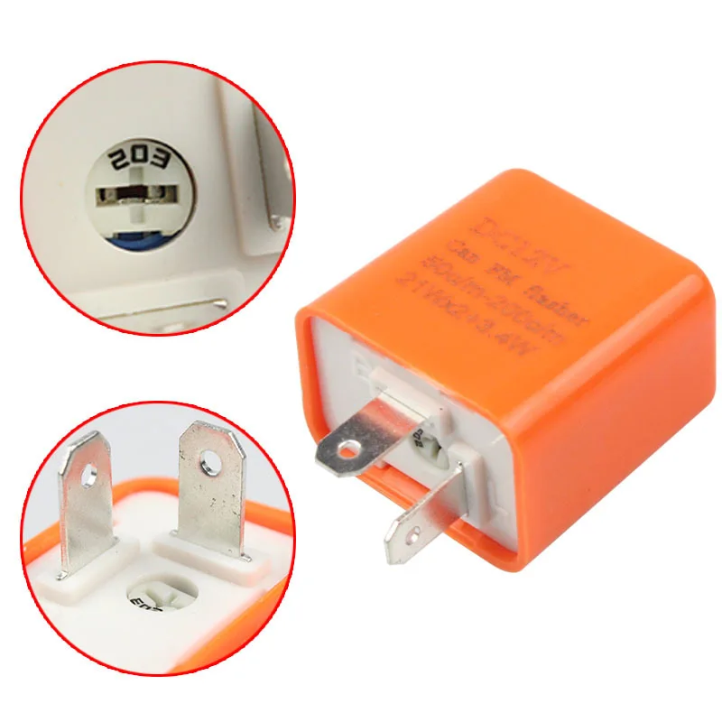 2Pin รถจักรยานยนต์ LED Flasher Relay ปรับความถี่ไฟเลี้ยว 12V ไฟกระพริบ Flasher Relay สําหรับมอเตอร์ไซด์ Accessorie