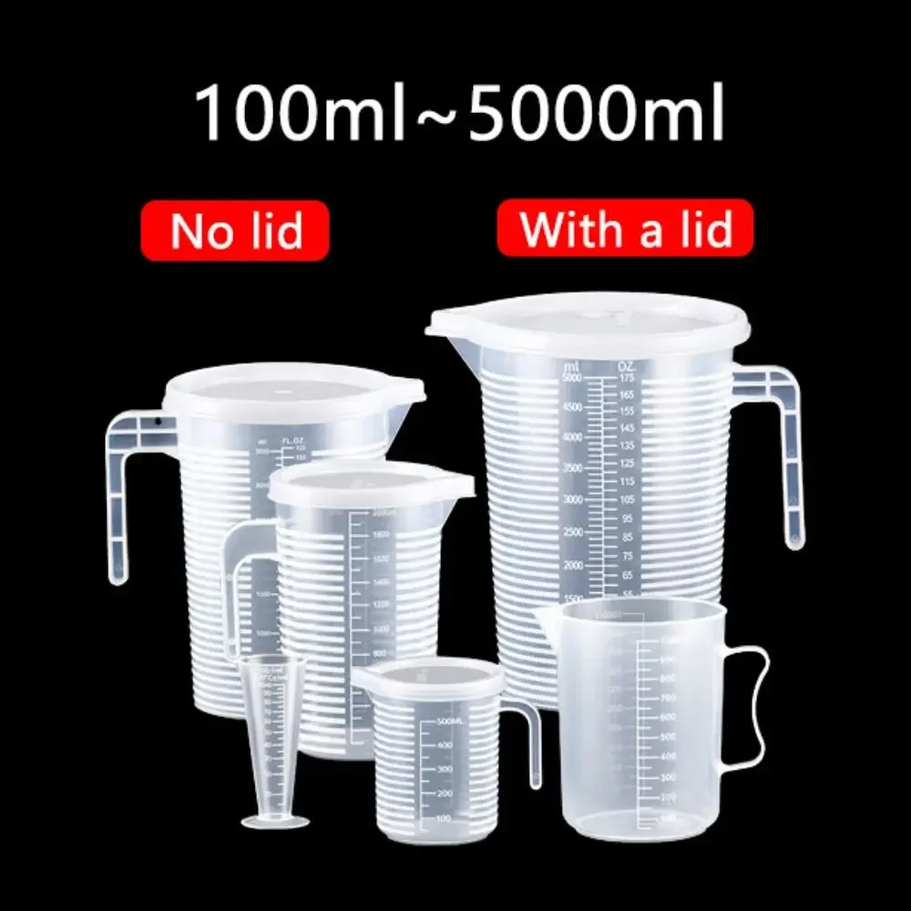 Taza medidora de plástico engrosada de 100-5000ml con escala, taza medidora de calidad alimentaria, vaso medidor Experimental, vaso de plástico