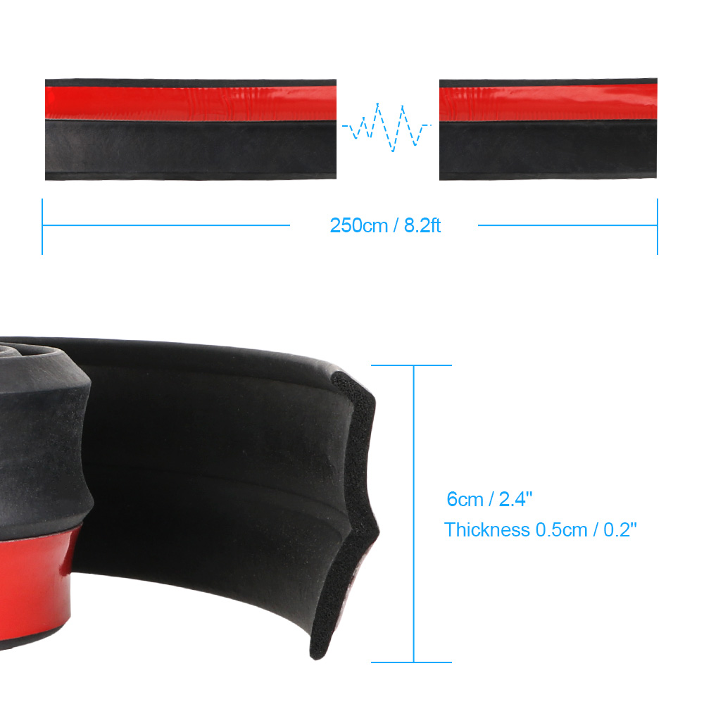Protetor de saia labial de carro, 2.5m, molduras externas, amortecedor dianteiro de carro, universal, 60mm de largura, tira de borracha