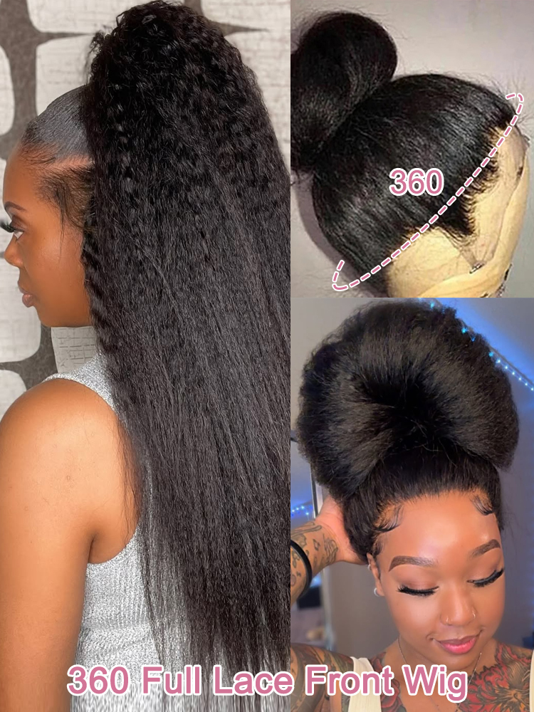 Hochdichte, verworrene, gerade 360-Grad-Lace-Front-Perücken, brasilianisches Echthaar, 40 Zoll, Yaki-gerade 13 x 6 HD-Lace-Frontal-Perücke, vorgezupft