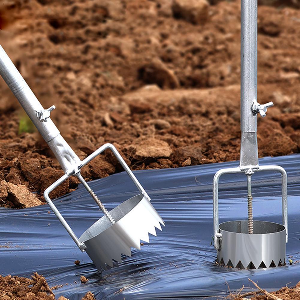 Perforadora de película de invernadero multifuncional de acero inoxidable de metal |   Abridor de agujeros retráctil |   Herramientas de jardinería y plantación