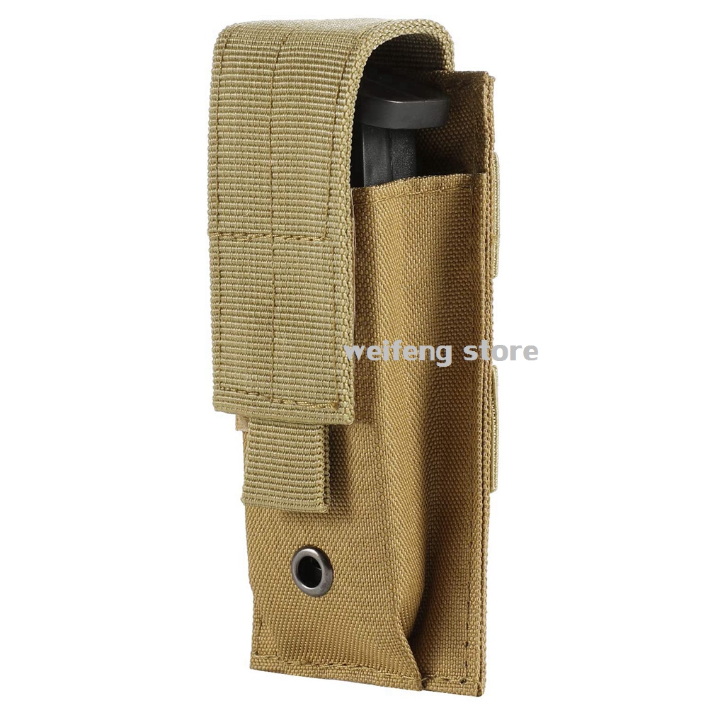 Bolsa para revistas de 9mm, bolsa táctica individual doble Mag, bolsa para revistas abierta Molle para exteriores para Glock M1911 92F, bolsa para antorcha, bolsa Triple