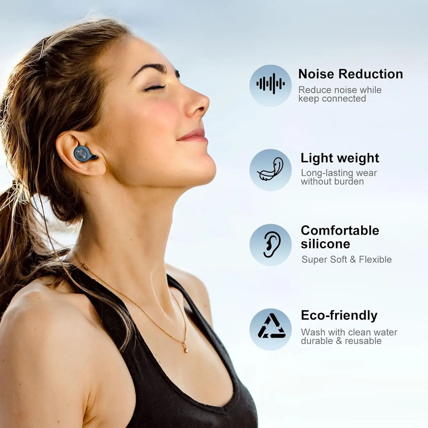Ear Plugs for Sleeping 25dB Noise Cancellin Reusable Silicone Earplug Hearing Protection for Concert Sleep Snoring Noise EarPlug