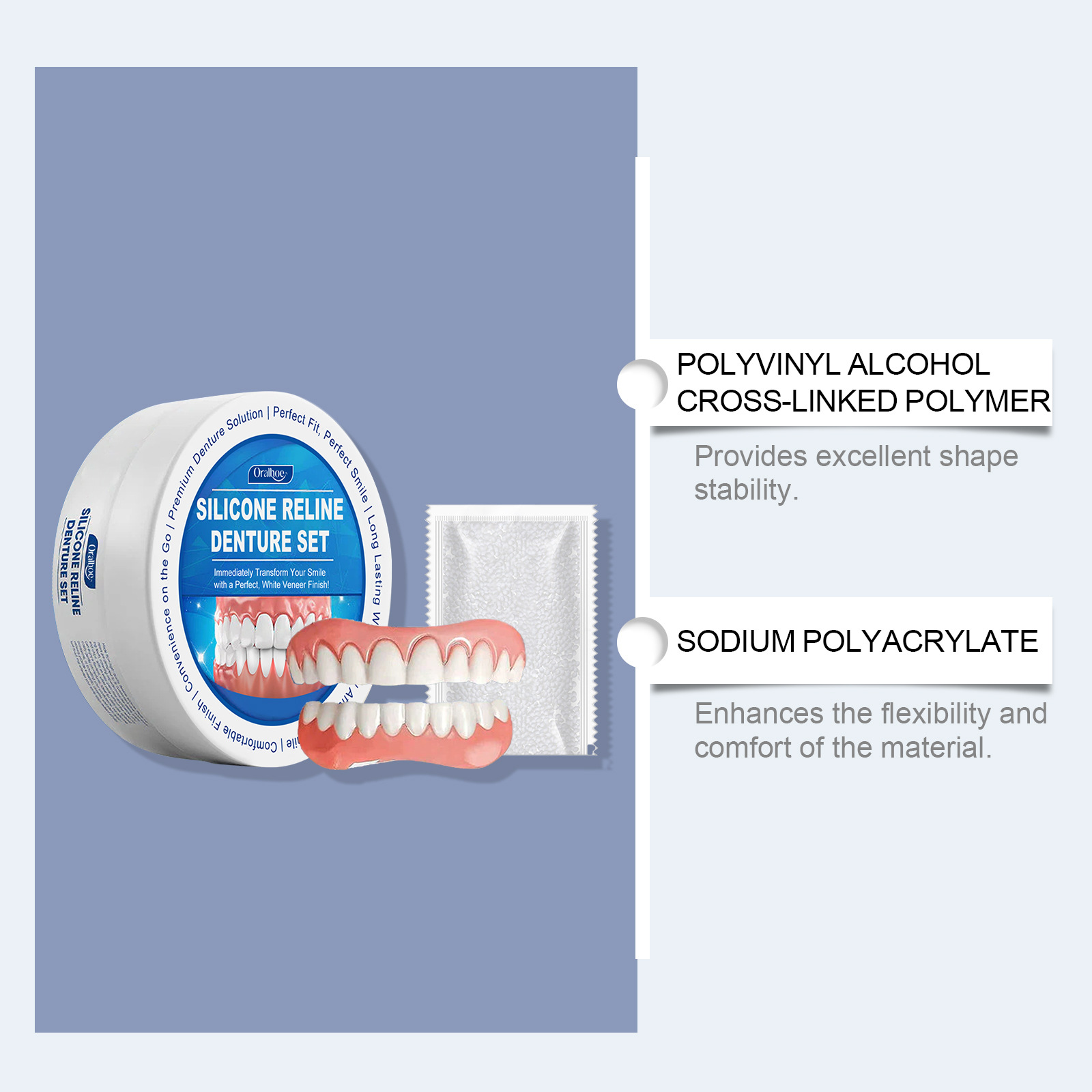 Juego de dentaduras postizas de silicona, 1 Uds., dentaduras postizas temporales que se ajustan a la cavidad bucal, sonrisa perfecta, herramienta para dientes falsos cómoda, soportes para dientes de simulación