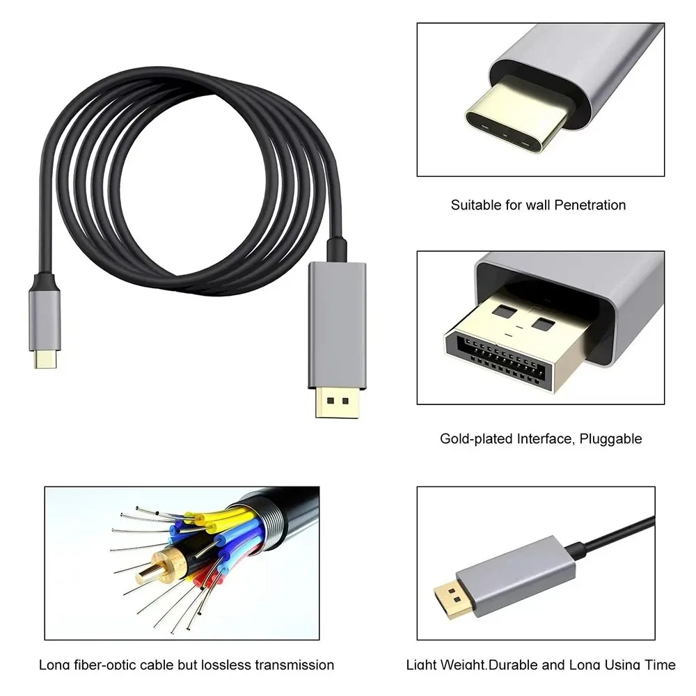 Type C to DP Cable 8K60Hz Dynamic HDR USB C to DisplayPort Cable Thunderbolt 3 4 4K For MacBook Pro Samsung S21 Huawei Dell
