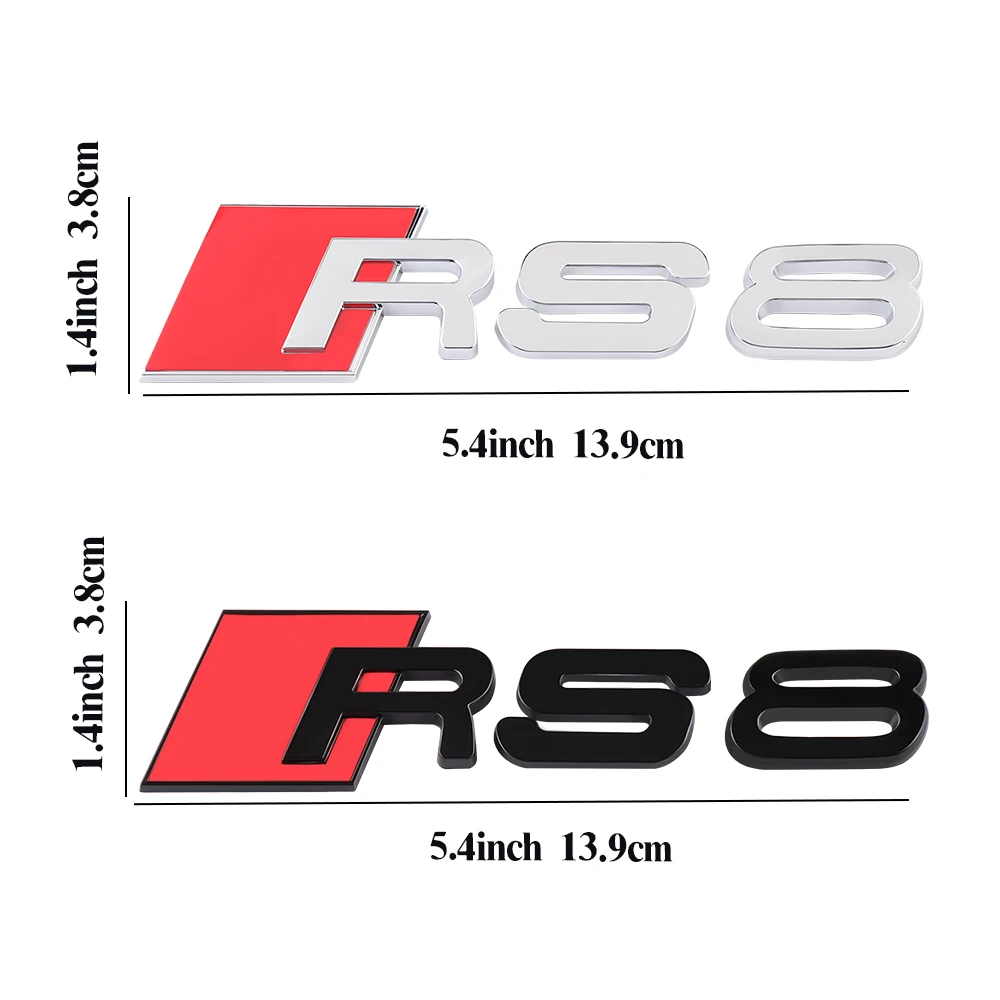 Insignia adhesiva 3D ABS para maletero trasero de carrocería de coche, accesorios de decoración para Audi RS3 RS4 RS5 RS6 RS7 RS8 emblema A3 A4 B8 8P 8V B6 A5 A6