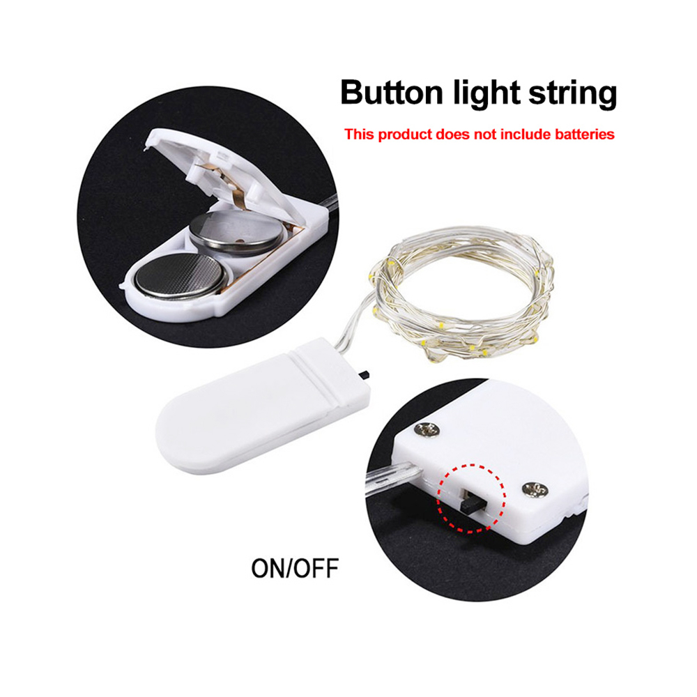 2M 3M 5M Kupfer Led Fee Lichterketten CR2032 Taste Batterie Betrieben Party Hochzeit Dekoration Weihnachten Flasher lichterkette