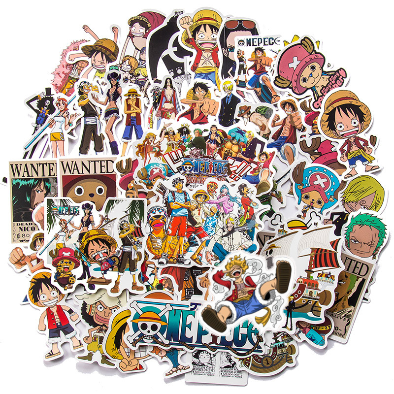 Pegatinas de una pieza de Anime Luffy para ordenador portátil, monopatín, guitarra, maleta, pegatina impermeable, juguete para niños, 10/25/50/100 Uds.
