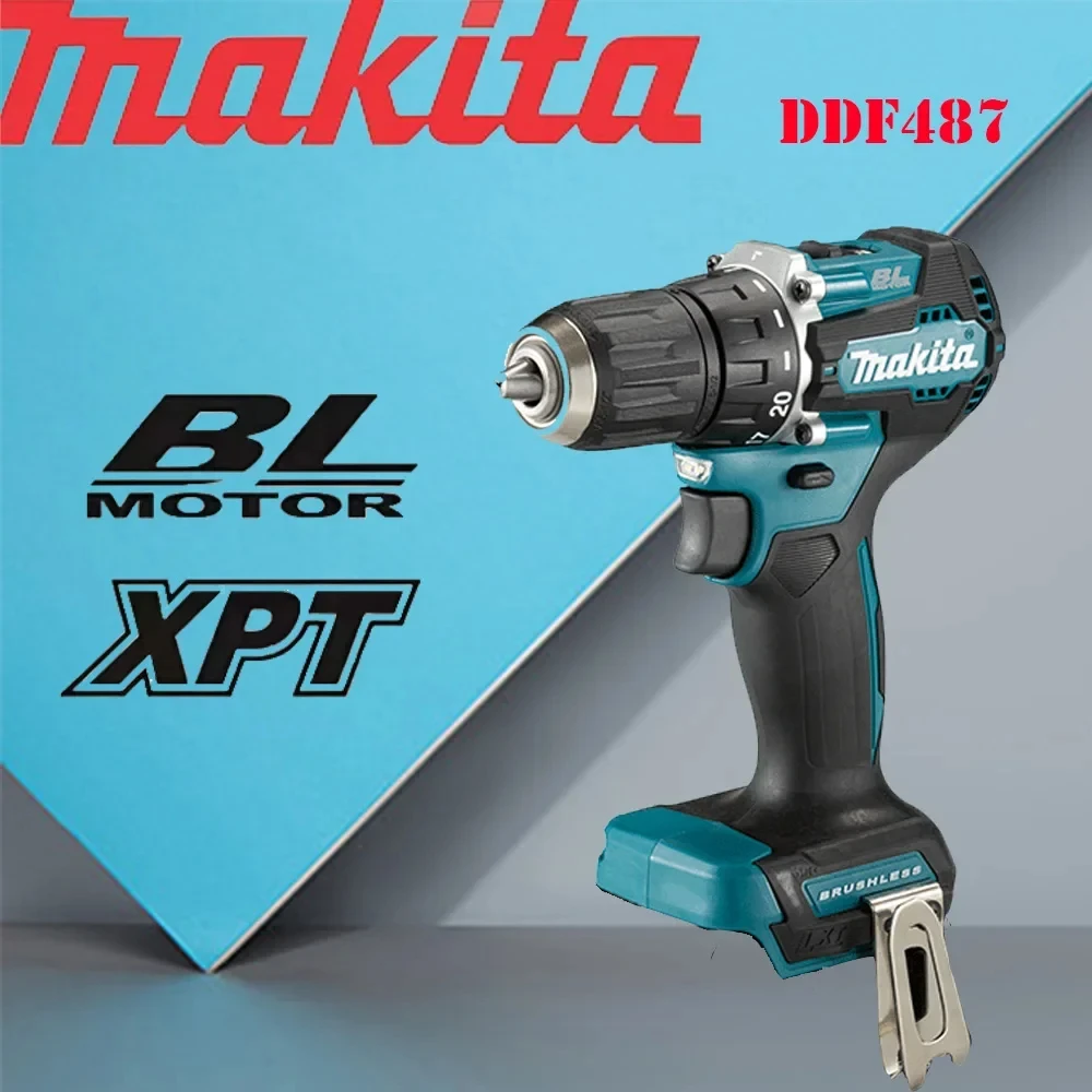 Makita Original DDF487 Cordless Driver Drill 18V Brushless Electric Impact Screwdriver Rechargeable Power Tool (ony tool)