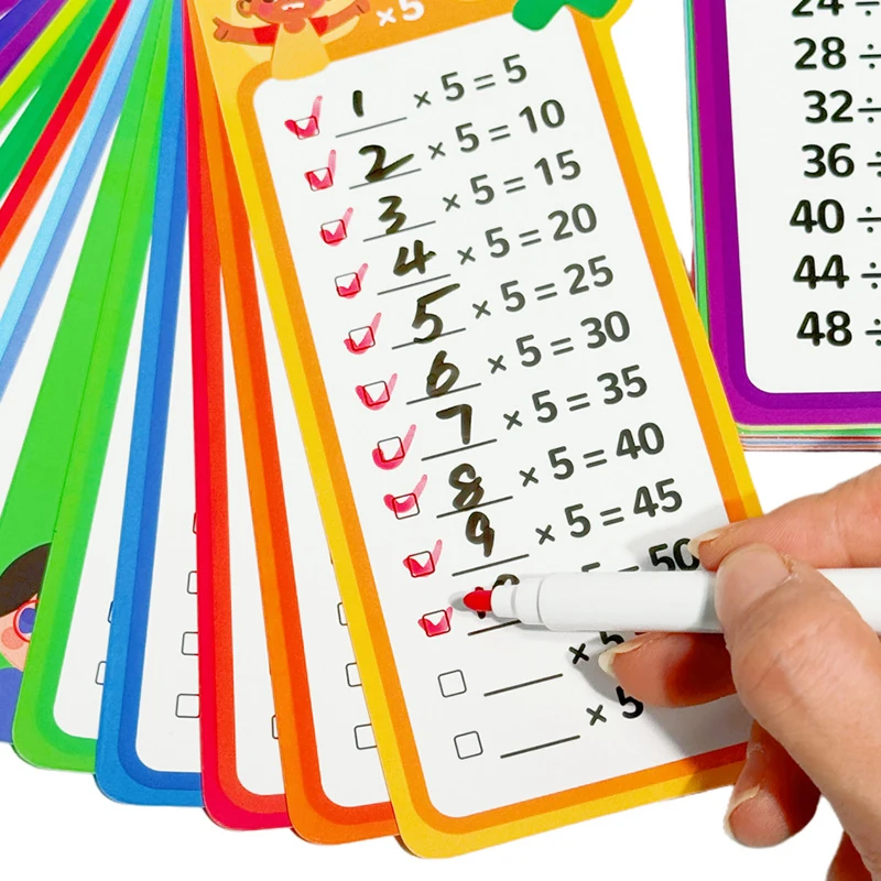 Maths Training Cards Addition Subtraction Multiplication and Division Educational Toys Student Arithmetic with Erasable Pen