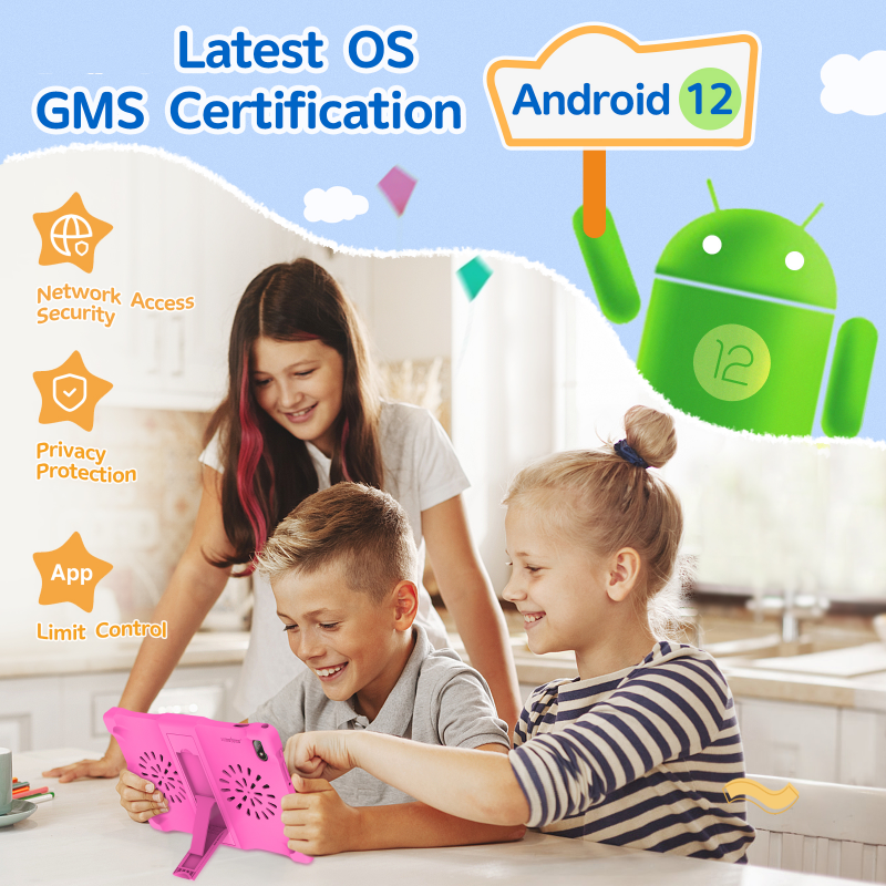 Kinstone 10,1" Android 12 Kinder-Tablet mit Augenschutz T310 Quad Core CPU 3 GB + 32 GB 1280 x 800 HD IPS 6000 mAh WiFi Bluetoo