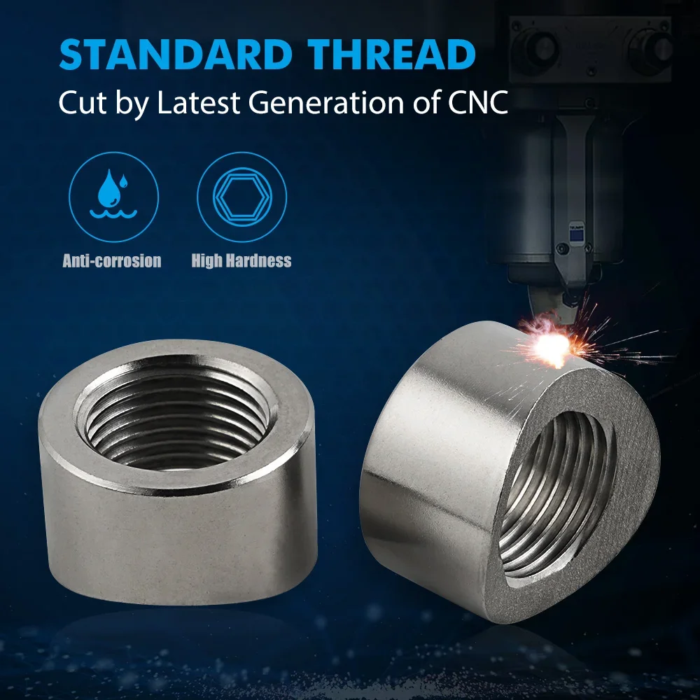 Oxigênio Sensor Porca Weld Bung Plug, O2 Sensor Adaptador, Curva Entalhado, Aço inoxidável, Universal Auto Peças, M18x1.5, 4Pcs