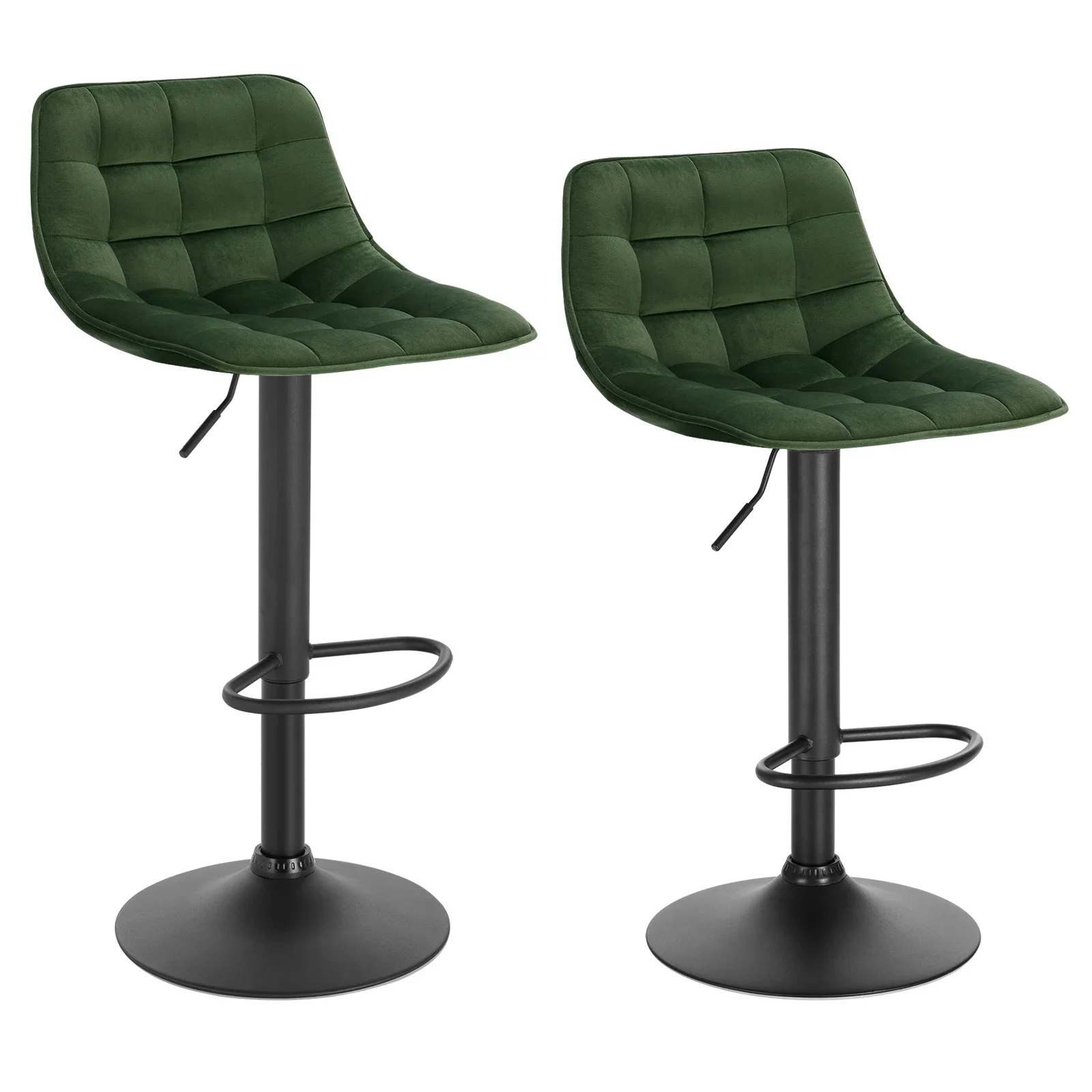 WOLTU-taburete de Bar de terciopelo con respaldo, reposapiés, elevación de Gas giratoria de altura ajustable para cocina, encimera de Bar de desayuno, 2 uds.