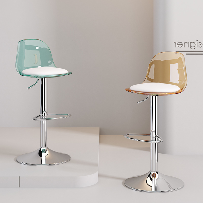 Sillas de barra de pie alto transparentes, silla con respaldo para recepción, tienda de té de la leche informal, taburete de acrílico, sillas de comedor con elevación ajustable