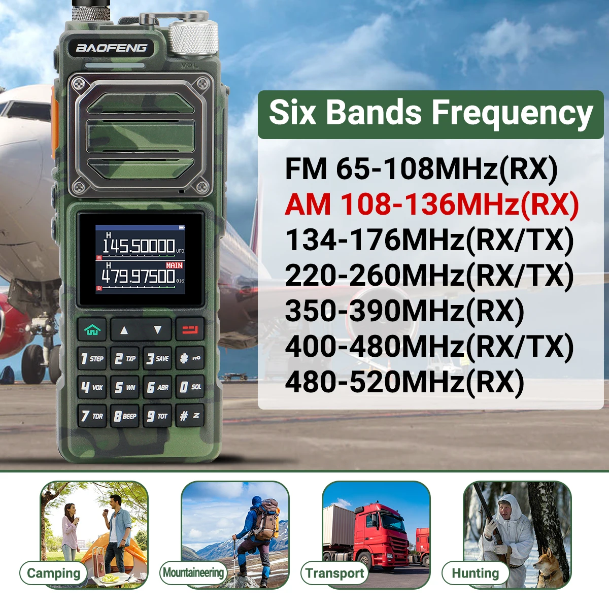 Baofeng UV-25 Walkie Talkie Drahtlose Kopierfrequenz Multiband UHF VHF Air Band 999CH NOAA Typ-C Ladegerät AM Ham Zweiwegradio