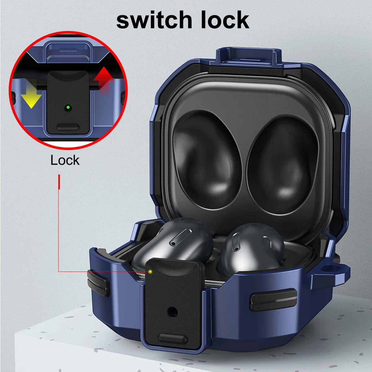 Liquidación_funda protectora con interruptor mecánico para Samsung Galaxy Buds 2 Live Pro / Pro 2, funda protectora con bloqueo de auriculares