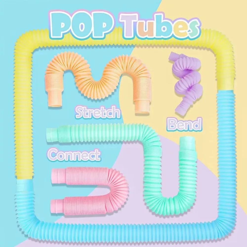 6 ชิ้น/แพ็ค Pop หลอด Sensory ของเล่น Fidget Pop Tube ความเครียดบรรเทา Decompression ของเล่นนิ้วมือ Telescopic Tube สําหรับเด็กวัยรุ่นของขวัญ