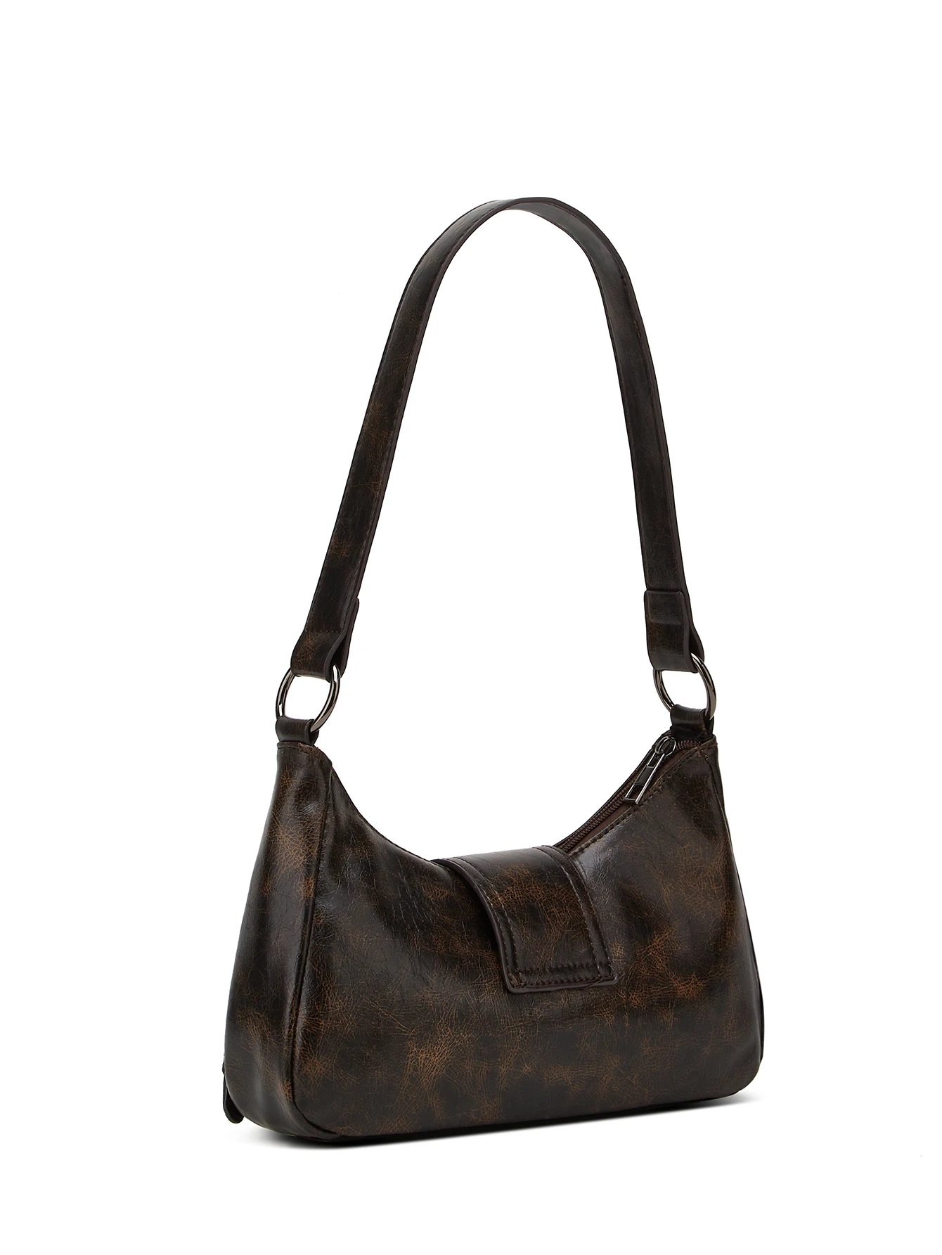 Bolsa de ombro estilo retrô Y2K, bolsa de axila com rebite plissado Maillard, bolsa de ombro de couro legal para mulheres da moda