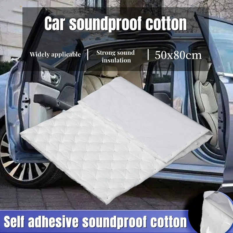 1 PC 50x80cm Car Soundproof Cotton Self Adhesive PP+PET Sound Absorbing Sound Noise Proof Insulation Car Door Auto Modification