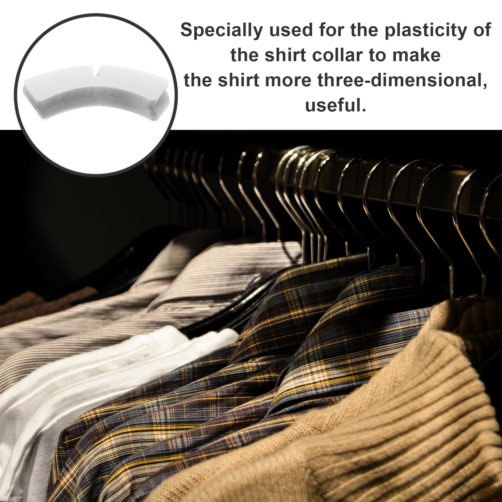 100 Pcs Collar Support Piece Dress Shirt Inserts Plastic for Men Clothes Hanging Rack Stays Shirts Women's Clothing Hangers