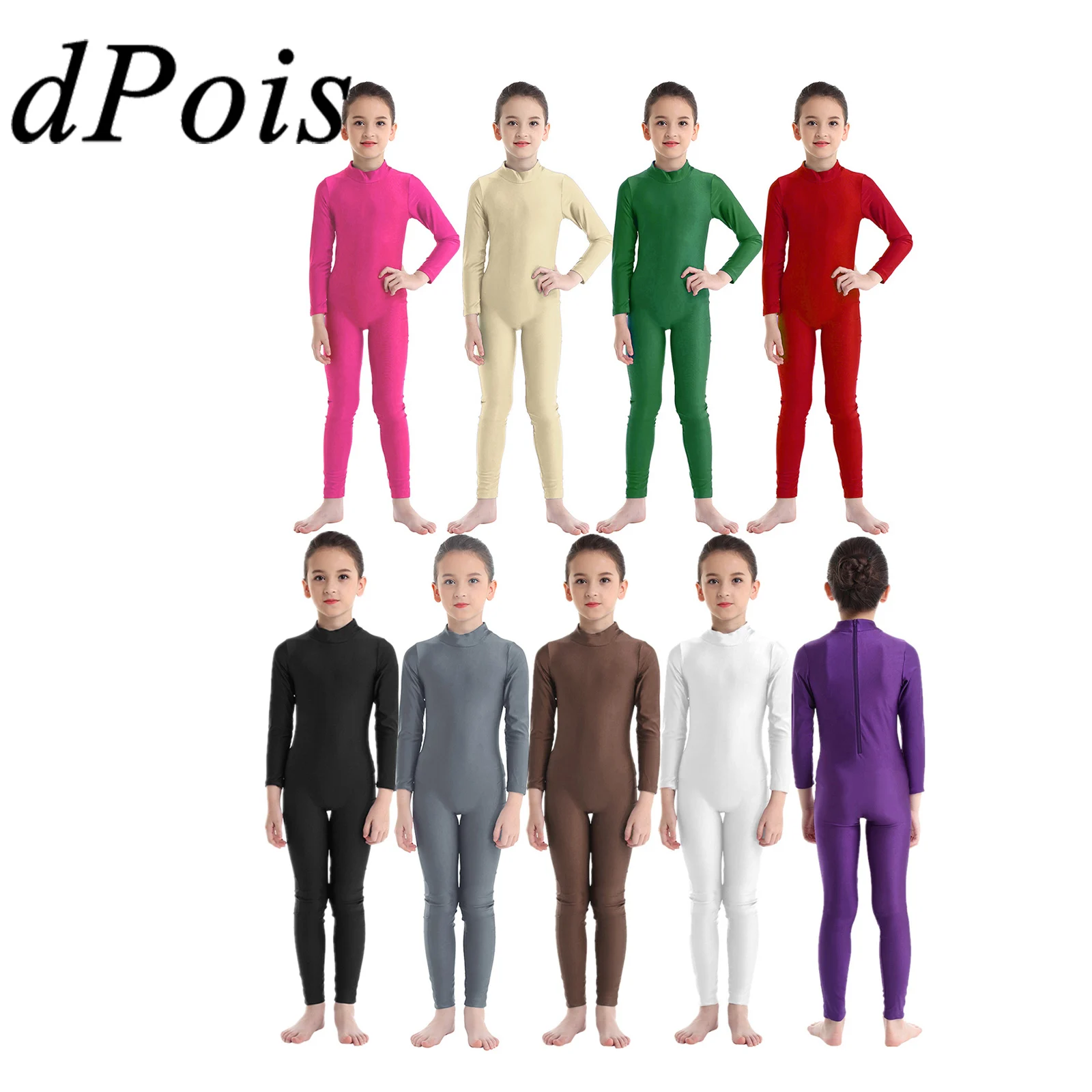 Leotardo de manga larga con cuello simulado para niños, leotardos de Ballet y danza, mono de gimnasia para niñas, Ropa de baile para niños, trajes de ejercicio