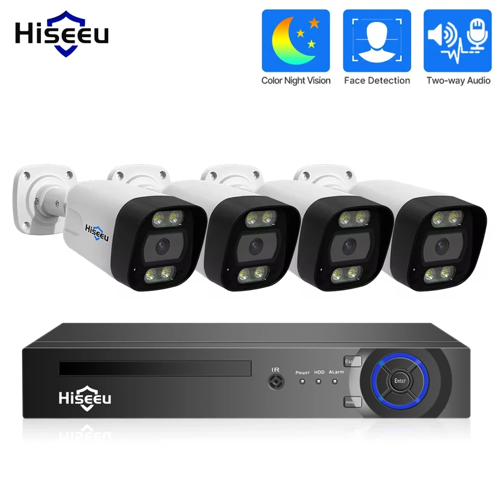 Hiseeu 5MP 4K POE Sicherheit IP Kamera System Kit H.265 8MP 8CH CCTV NVR Hause Outdoor Kamera Überwachung set Gesichtserkennung XMEye