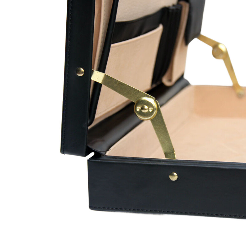 Business Men Black Leather Messenger Bag 14"16" Inch Computer Box Password Box Multifunctional Document Bag Briefcase