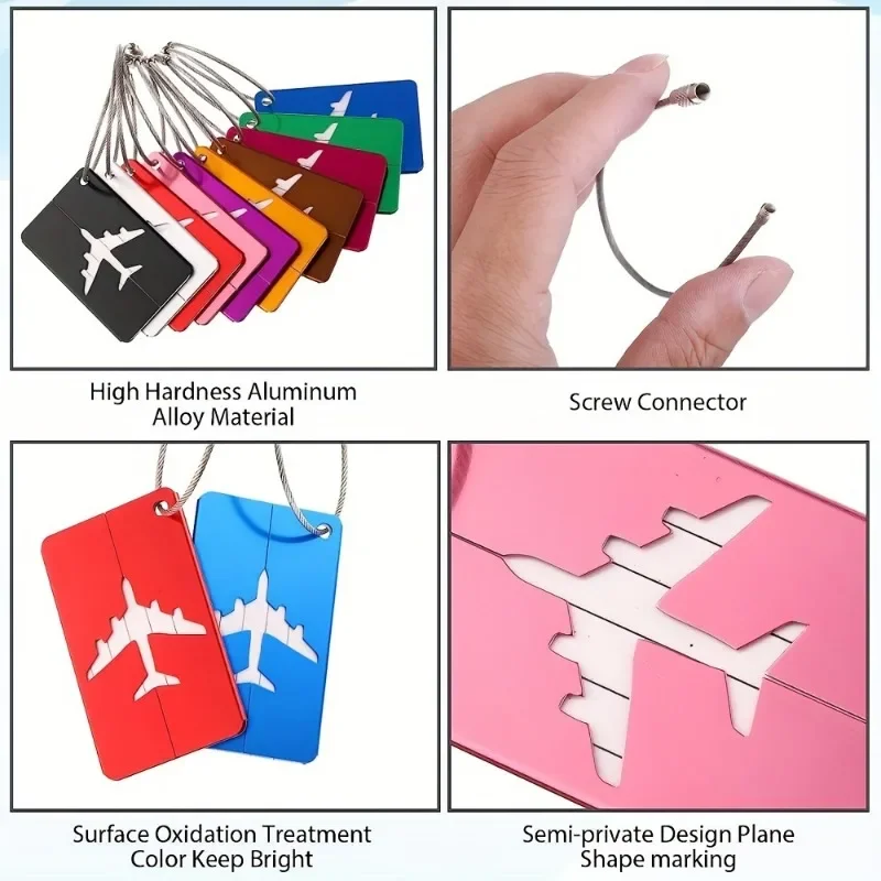 Etiqueta de bagagem de viagem de alumínio premium identificação de bagagem durável com suporte de cartão de visita etiqueta de moda acessórios de viagem