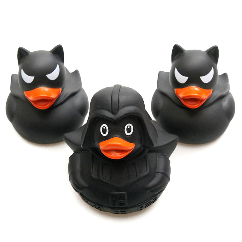 1Pcs Black Rubber Duck Dashboard Decorations Ornament Cute Duck Cool Gentleman Hat Swim Ring Children's Bath Toy
