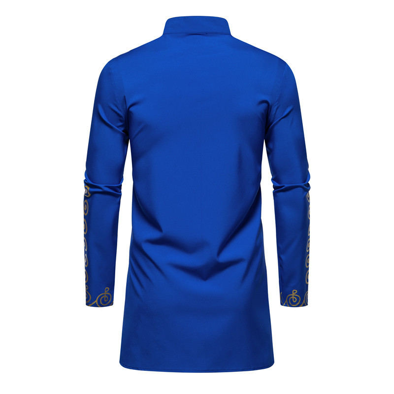 男性用アフリカンゴールドプリントTシャツセット,イスラム教徒のシャツセット,スタンドカラーの服,ドレス,トップス,パンツ,カジュアルスーツ,ファッショナブル