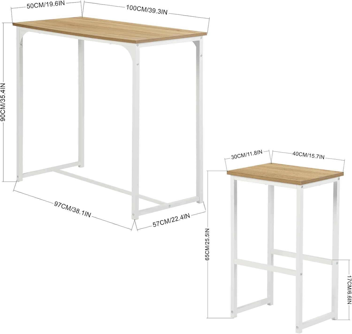 Mesa de Bar Alta Con 4 Taburetes - Juego de Comedor Para Cocina - Ahorro de Espacio, Rincón Para Casa