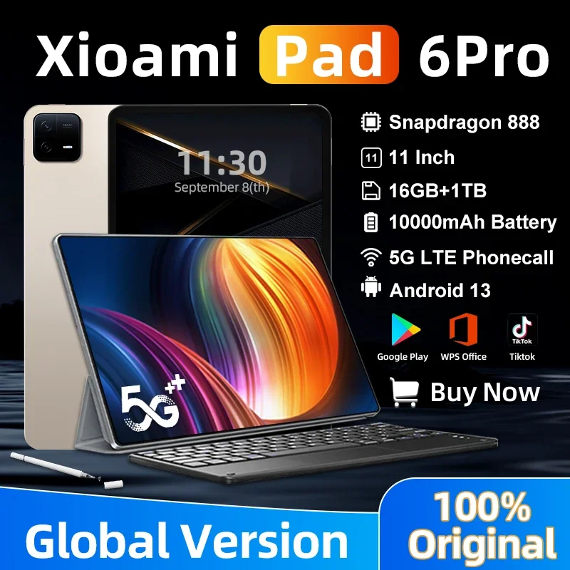 Pad 6 Pro versión Global Original, Android 2024, Snapdragon 13,0, 16GB + 888 GB, PC, 5G, Tarjeta SIM Dual, WIFI, 4K, HD, Mi Tab, 1024