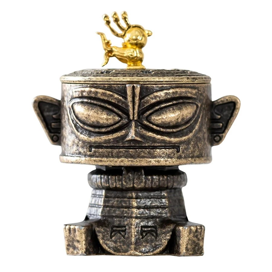 Sanxingdui 합금 향 버너 - 명상, 콘 및 코일용 미니 빈티지 홀더, 복고풍 홈 장식 선물