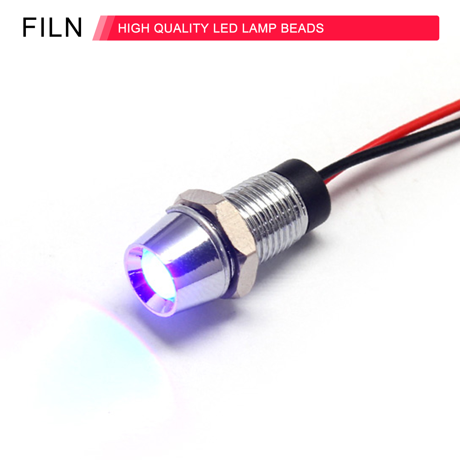 ฟิล์มโลหะไฟสัญญาณไฟแสดงสถานะ 8 มม.สีแดงสีเหลืองสีฟ้าสีเขียวสีขาว 12V LED 20 ซม