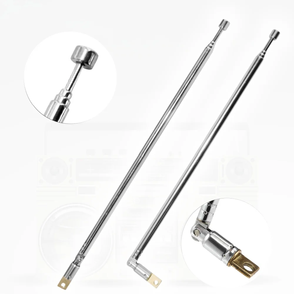 Telescopic FM Radio Antenna 4 Sections Chromium-plating Copper Antenna 360° Rotatable AM FM Radio Universal Antenna 45-450MHZ