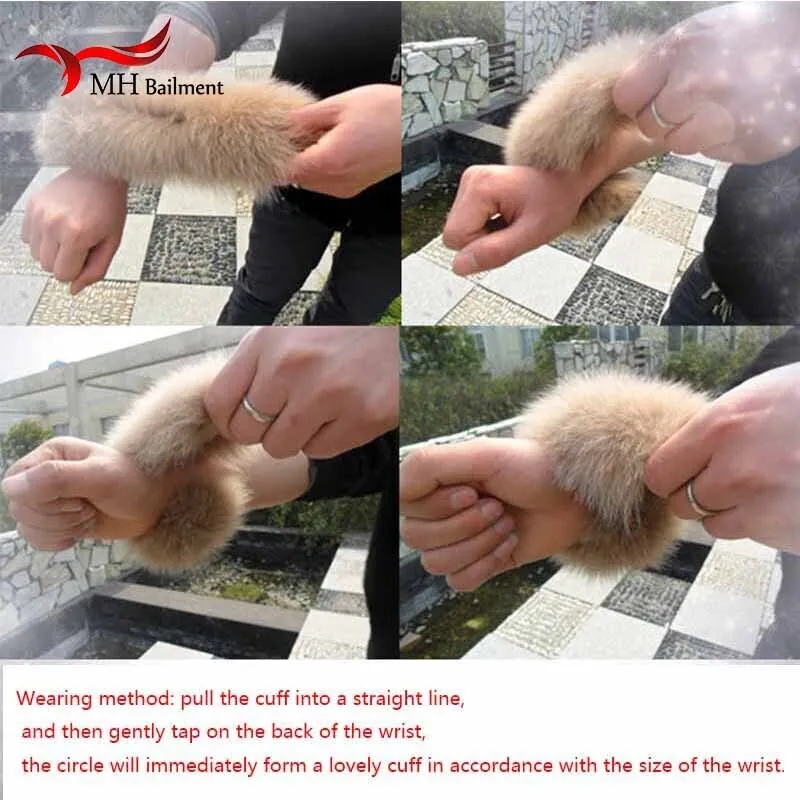 Cáo Lông Thú Vòng Bít Chính Hãng Fox Lông Thú Đeo Cánh Tay Ấm Vòng Tay Nữ Thật Lông Dây Đeo Găng Tay Gấu Trúc Lông Thú Vòng Bít