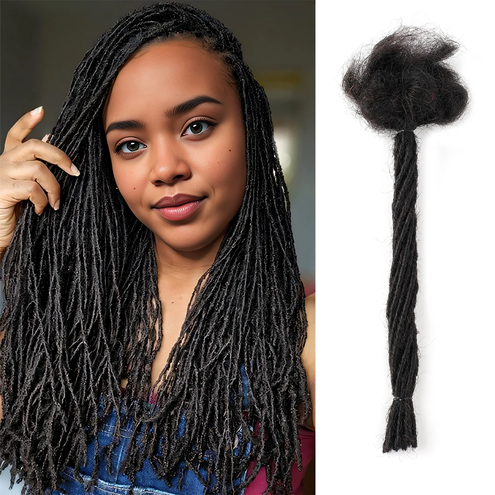Dreadlocks brasilianisches Echthaar, 10 Stränge, Häkelgeflecht, Loc-Erweiterungen, 0,2 cm, verworrene Flechten, Microlocks