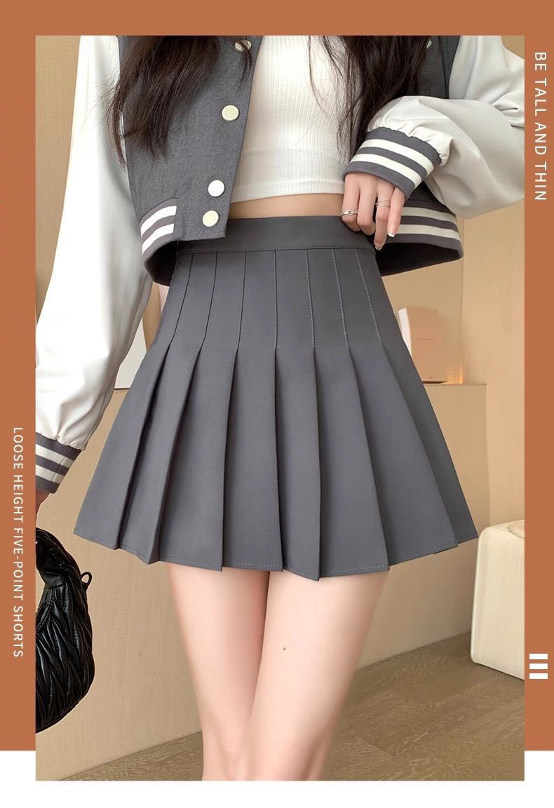 女性用ハイウエストプリーツミニスカート,日本の学校用カワイイスカート,グレーの市松模様のユニフォーム,原宿,ジュペ,新しい,2022