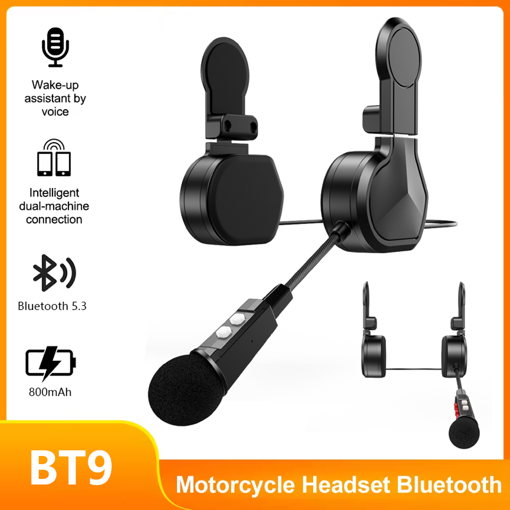 Новый Bt9 мотоциклетный Bluetooth-гарнитура для шлема с двойными ушками 800 мАч 5,3 байт водонепроницаемый голосовой контроль громкой связи музыкальный плеер