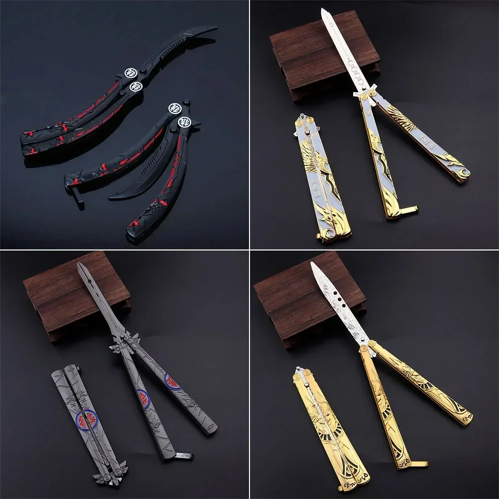 New 21 Styles Animation Butterfly Knife Is Folded and Uncut, and the Novice Boys Practice Throwing Alloy Weapon Models