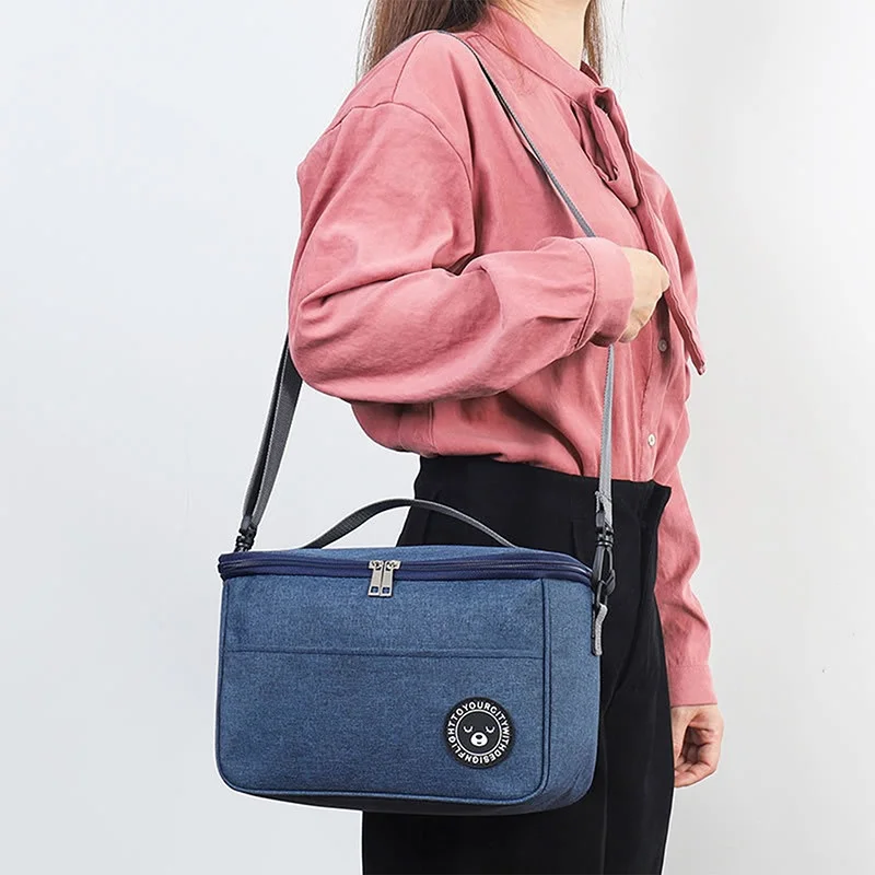 Tragbare Mittagessen Tasche Lebensmittel Thermische Box Durable Wasserdicht Büro Kühler Lunchbox Mit Schulter Strap Organizer Isolierte Fall Port