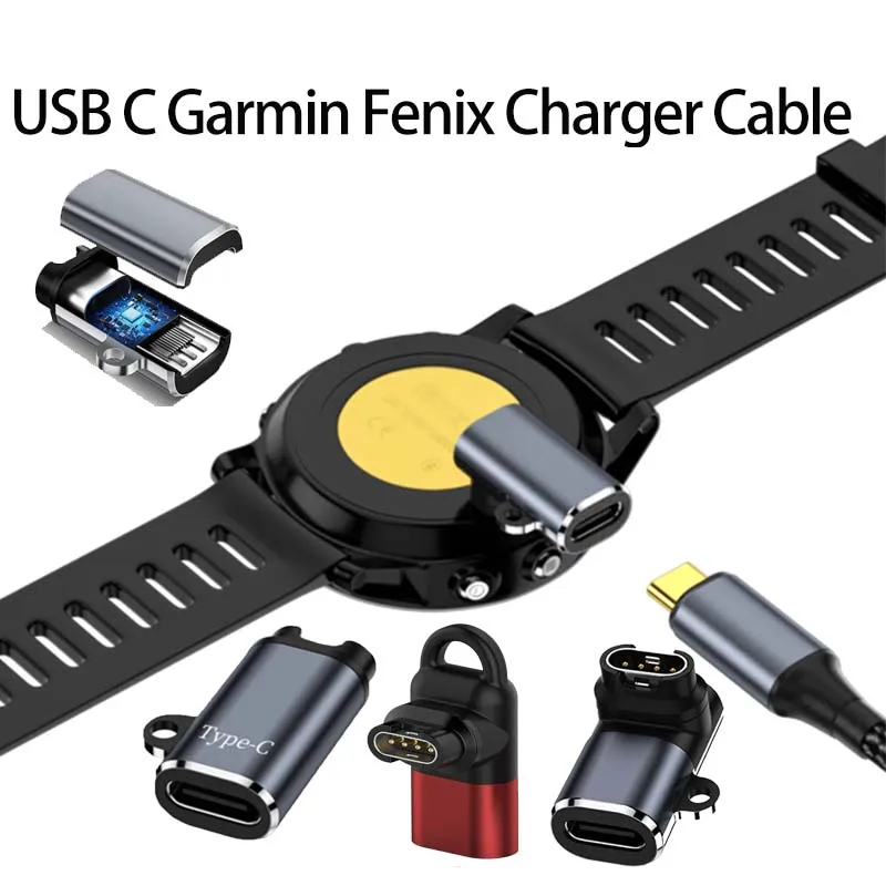 Konwerter ładowania z USB-C na zegarki Garmin Fenix 8 7 7S 7X 6 E Pro Solar Instinct, Venu 3S 2 SQ Epix/Tactix na ładowarkę 4-pinową