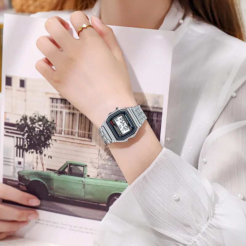 Reloj de lujo de oro rosa para Hombre y mujer, cronógrafo electrónico con pantalla Digital, estilo Retro