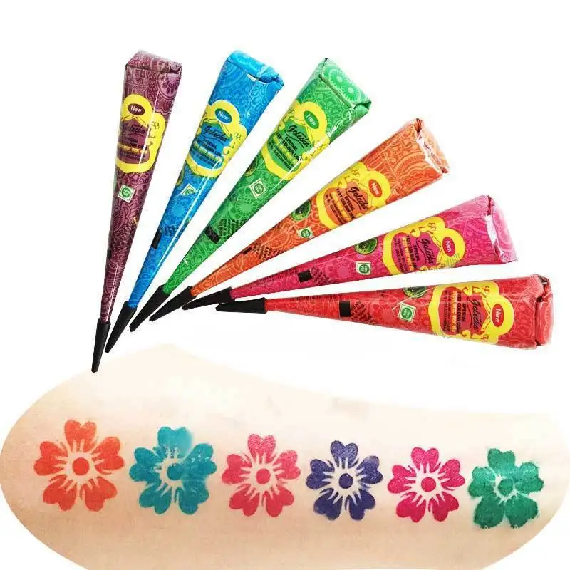 1 pièces 25g multicolore indien GOLECHA henné cônes pâte de tatouage pour tatouage temporaire autocollant peinture corporelle Art crème cône peinture à la main