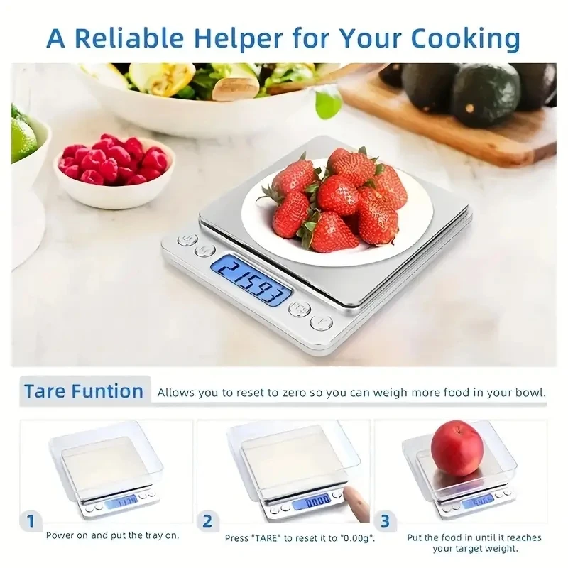 Báscula de joyería de alta precisión, Mini báscula electrónica de bolsillo portátil para el hogar, báscula de cocina de 0,1g, precisión de pesaje de alimentos