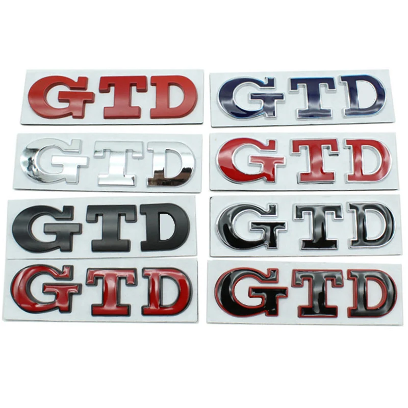 3D Metall Schwarz Rot Logo GTD Emblem Buchstaben Auto Front Grill Abzeichen Stamm Aufkleber Für 4 5 6 7 MK4 MK5 MK6 MK7 GTD Zubehör