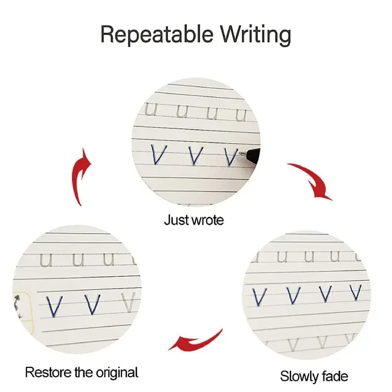 4 Books Reusable Copybook for Children Montessori Pen Control Training Writing Drawing Learning Educational Kids, Random Style