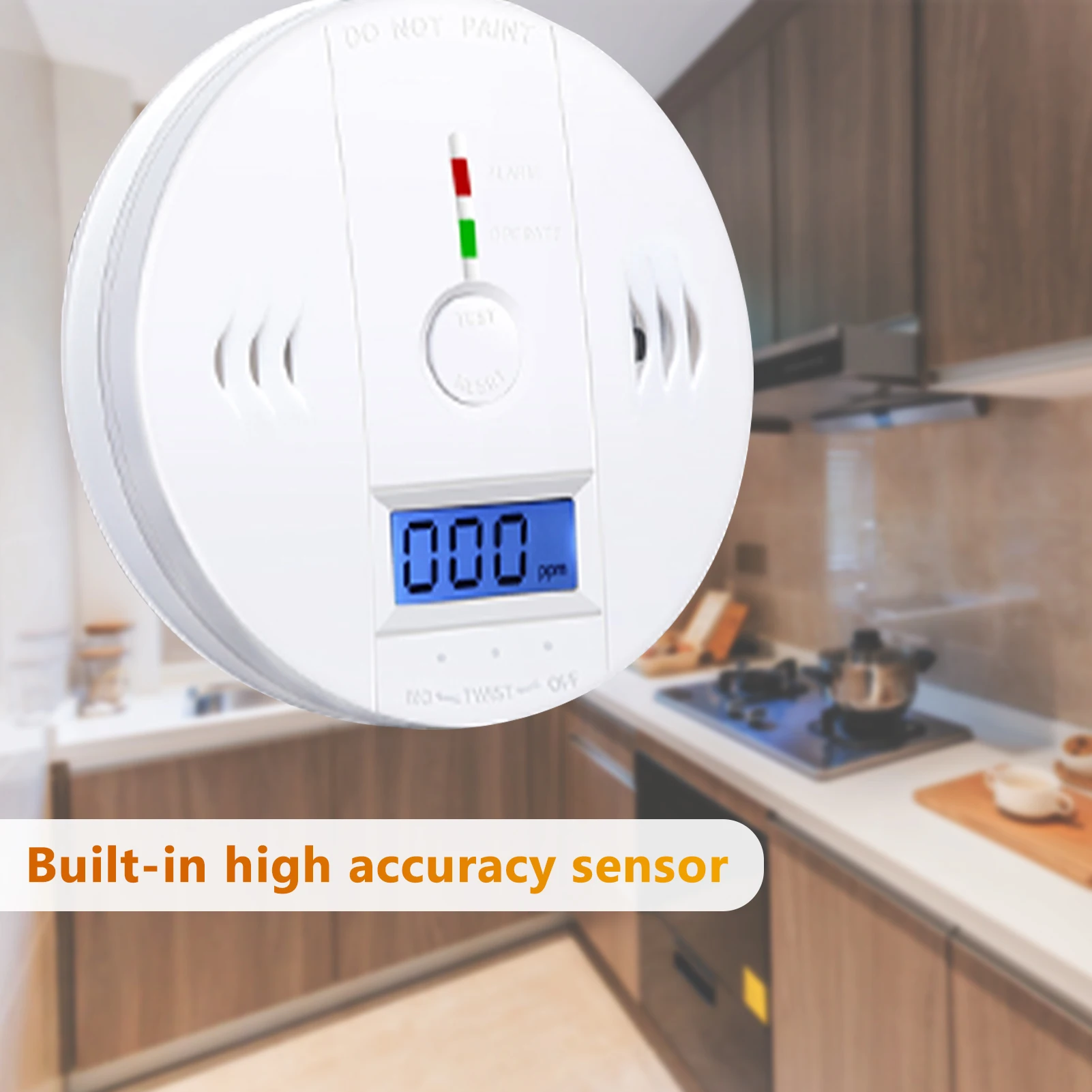 Carbon Monoxide Alarm Smoke Detector Carbon Monoxide Detector Powered by Battery with LCD Display Voice Warning