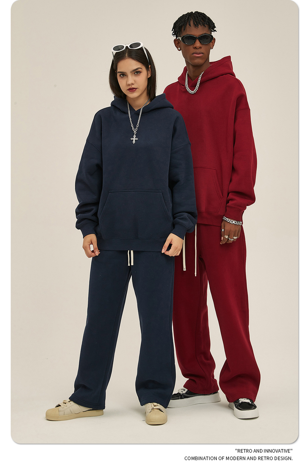 Nuevo conjunto de pantalones deportivos para correr con cremallera y pierna ancha y pierna recta con capucha de felpa con logotipo personalizado para hombre 350G jogging deportivo de alta calidad