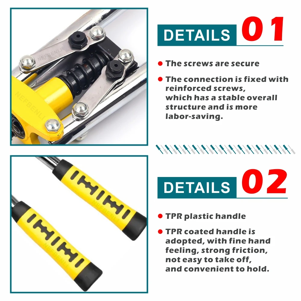 Rivet Gun เครื่องใช้ในครัวเรือน Riveter คู่ DIY เครื่องมือระดับมืออาชีพที่จับคู่ประหยัดแรงงานดึงตาบอด Rivet Gun